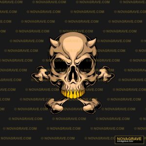 Skull With Bones And Bones On Blue Background Streetwear Urban - Design DTF