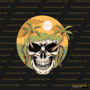 Skull With Horns And Palm Trees Streetwear Urban - DTF Ontwerp