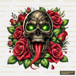 Skull With Roses And Red Roses Streetwear Urban - Design DTF