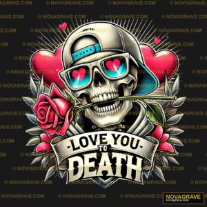 Skull With Roses And Roses In The Background Streetwear Urban - DTF Transfer Design
