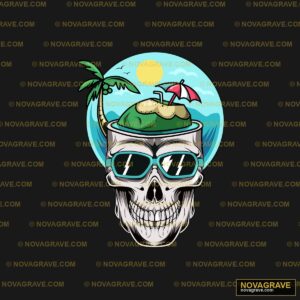 Skull With Sunglasses And Hat On The Beach Streetwear Urban - DTF Transfer Design