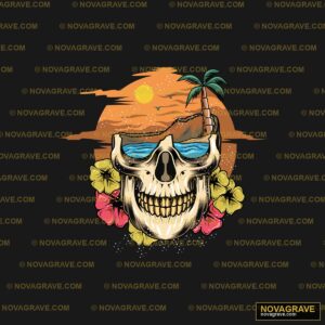 Skull With Sunglasses And Palm Tree On The Be Streetwear Urban - DTF Ontwerp