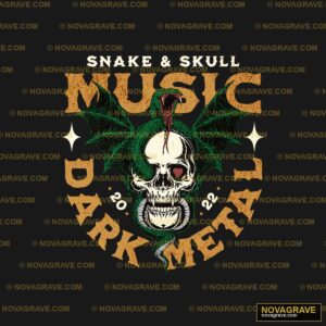 Snake Skull And Skull With Wings On Black Bac Animals Wildlife - DTF Transfer Design