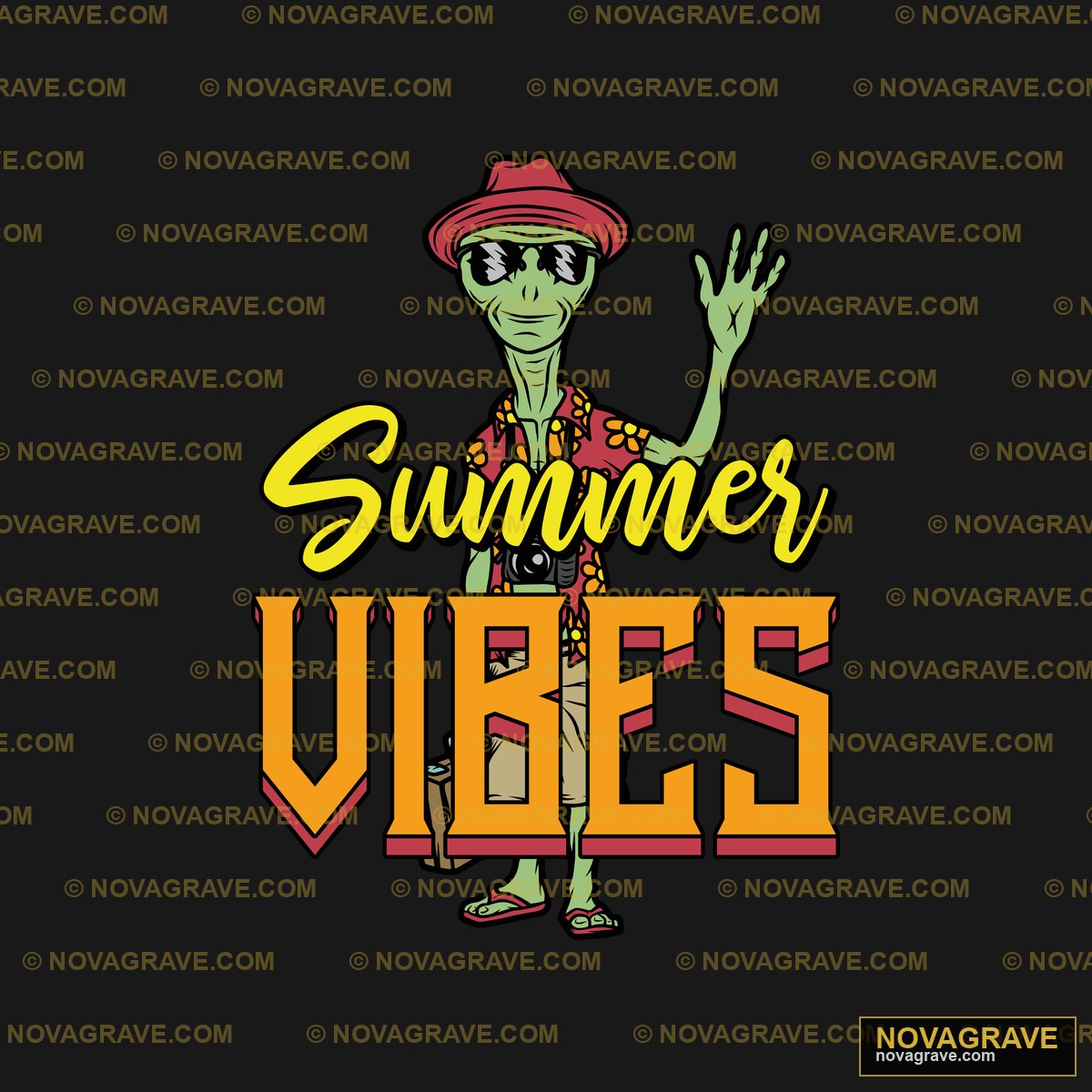 Alien Summer Vibes DTF Design PNG for T-Shirts