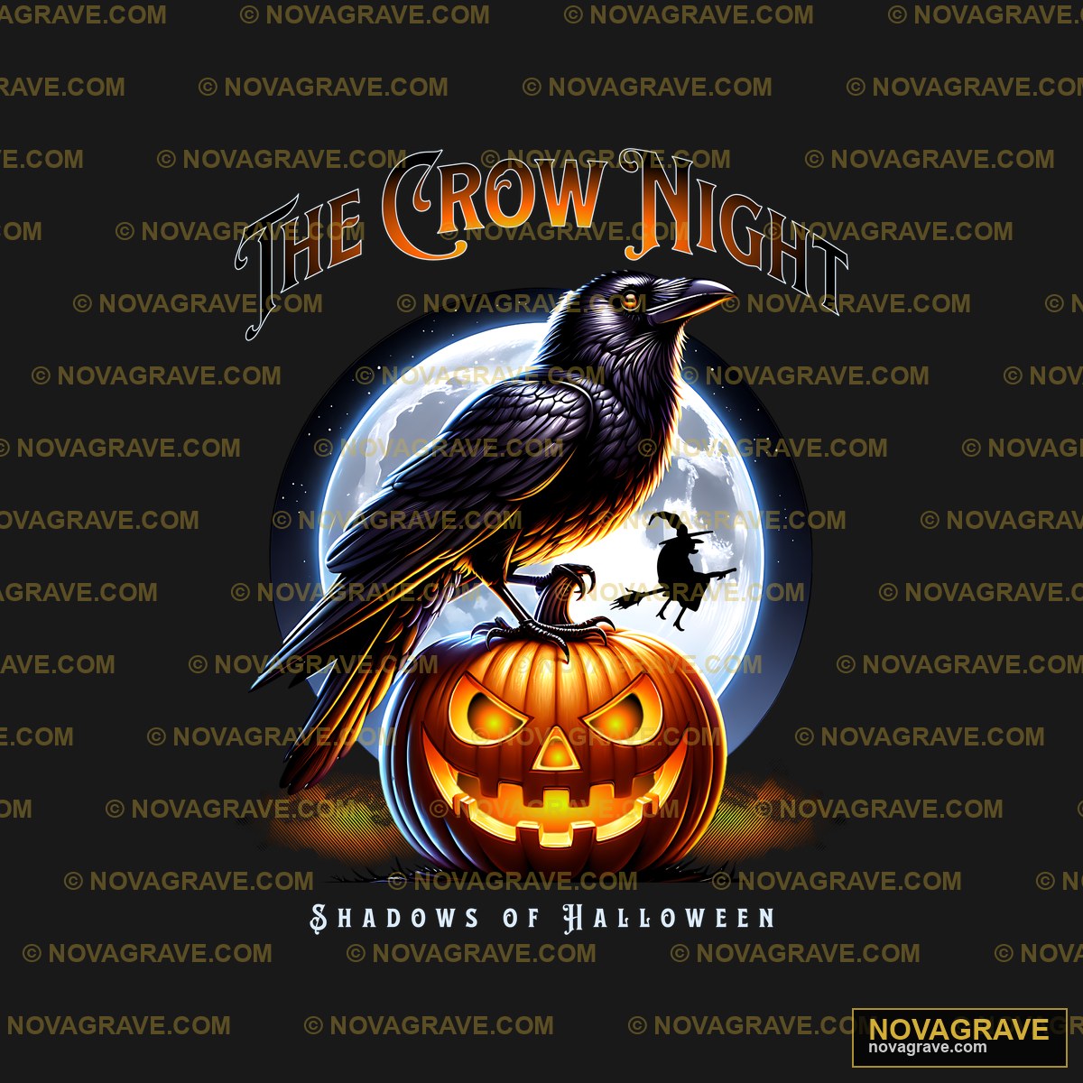 The Crow Is Sitting On A Pumpkin Animals Wildlife - Design DTF
