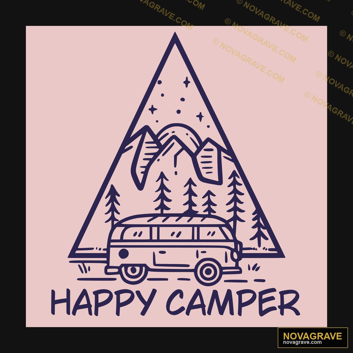 The Happy Camper Logo On A Other Designs - DTF Ontwerp