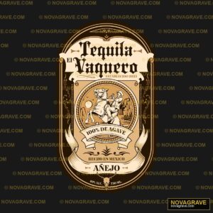 Tequila Vaquero Horse Rider Añejo 100% Agave DTF Design SVG