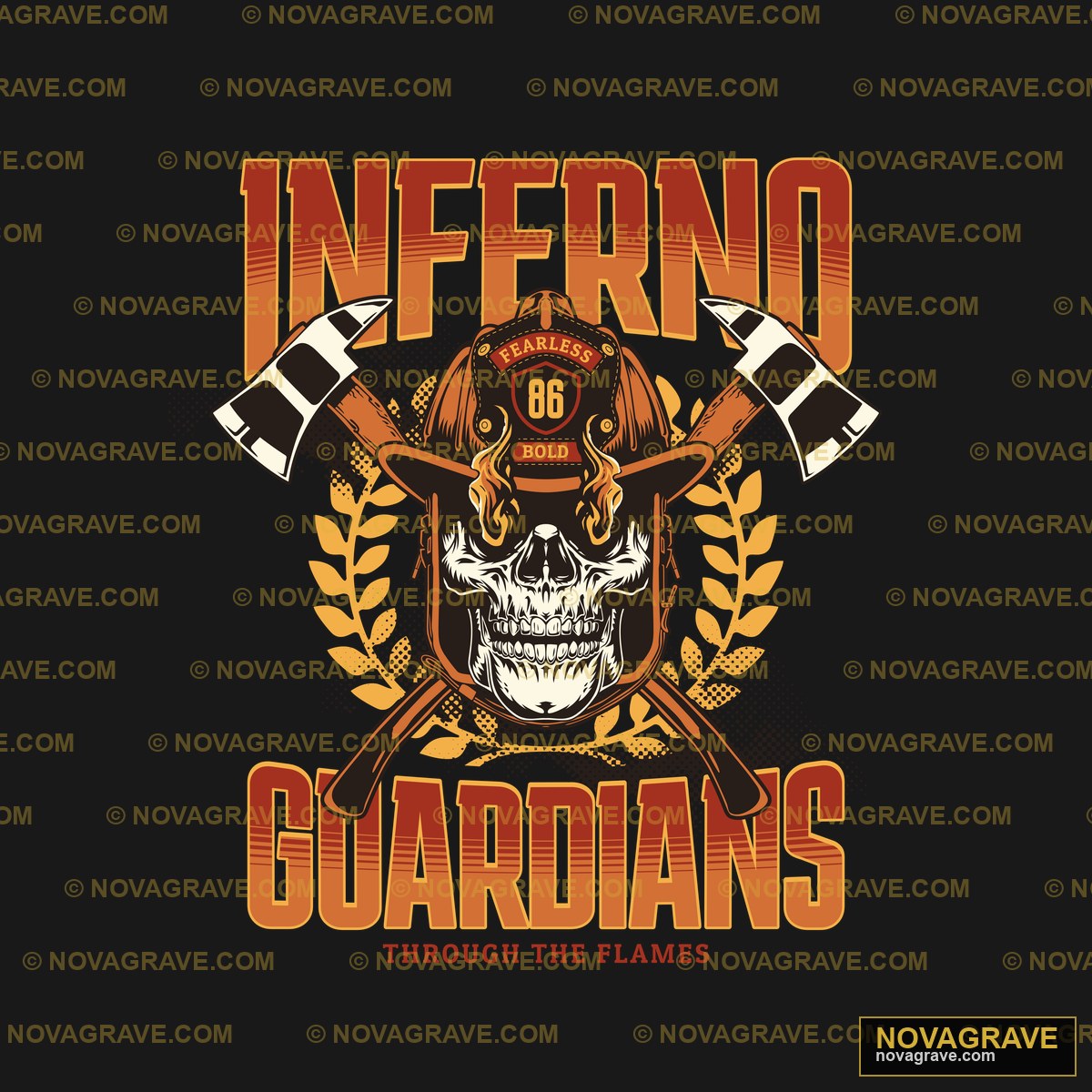 Inferno Guardians Skull Firefighter Axe DTF Design PNG