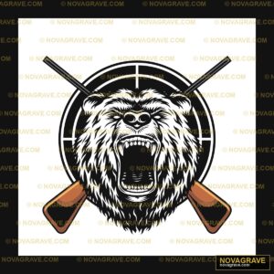 The Logo For The Bear Hunting Club Animals Wildlife - DTF Transfer Design