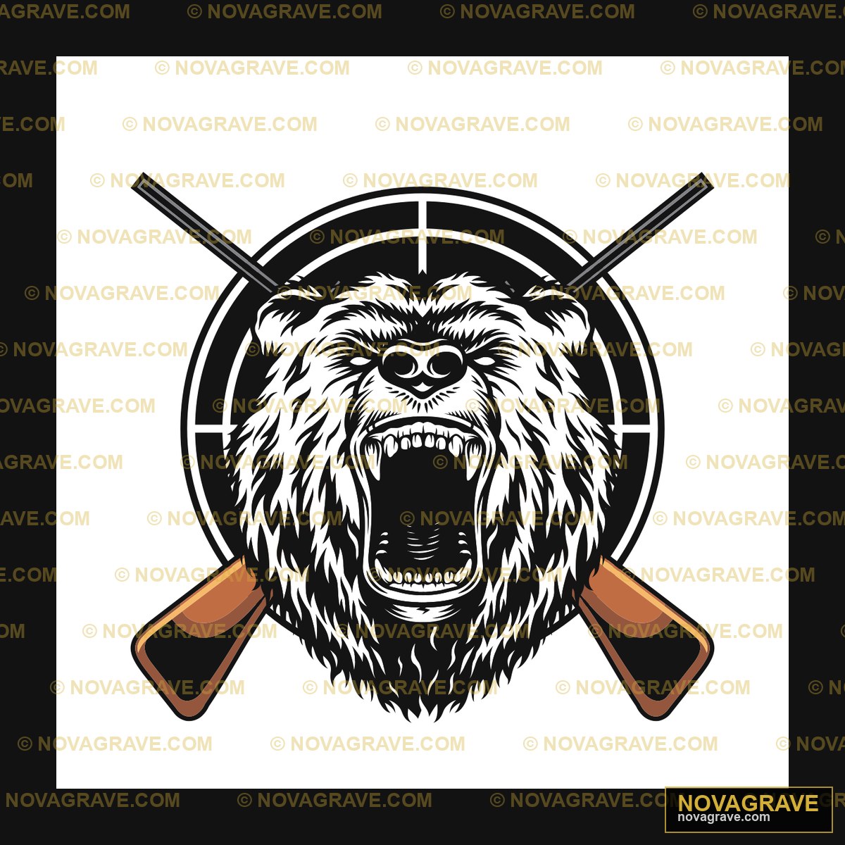 The Logo For The Bear Hunting Club Animals Wildlife - Design DTF