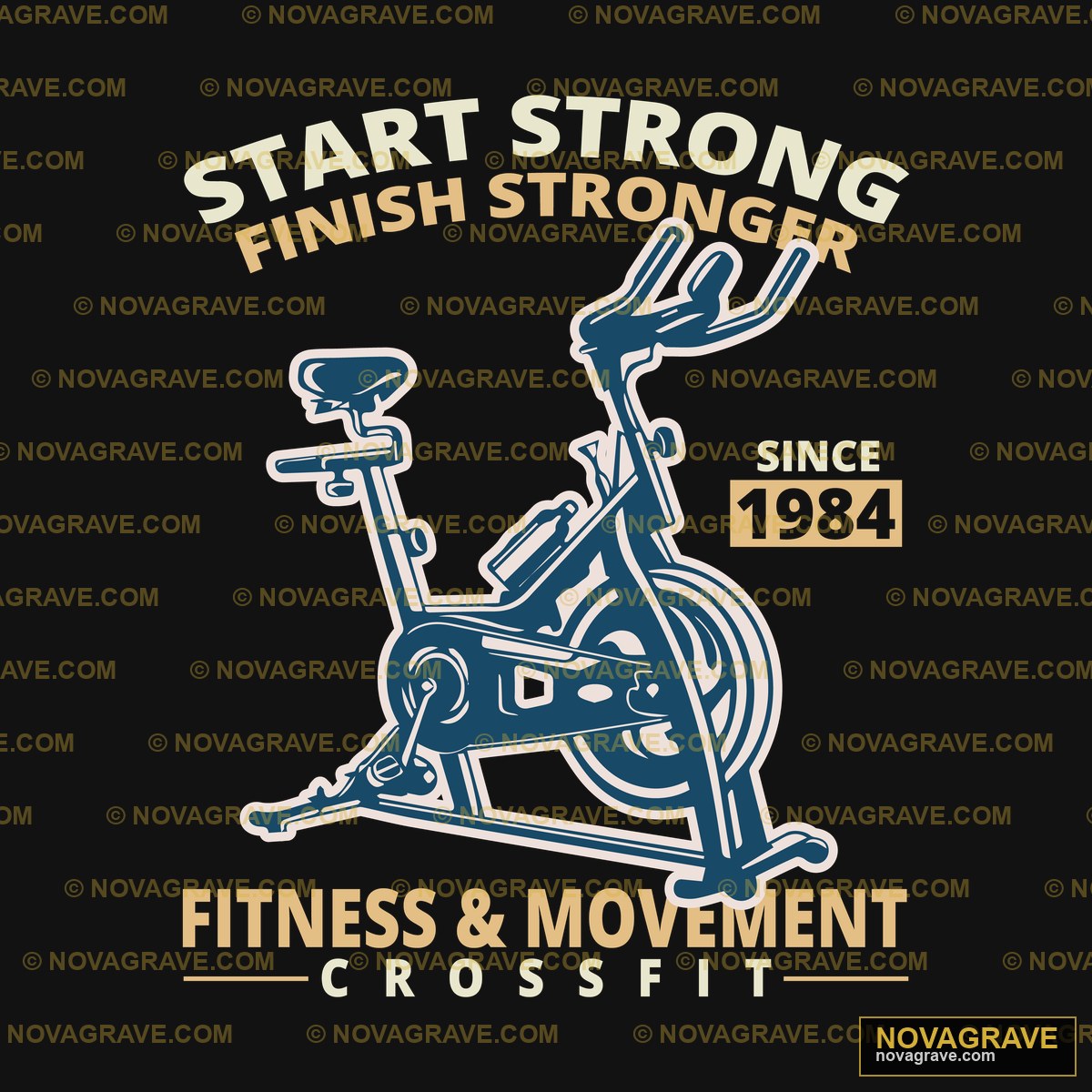 Spin Bike DTF Design SVG PNG DXF - Fitness & Movement 1984