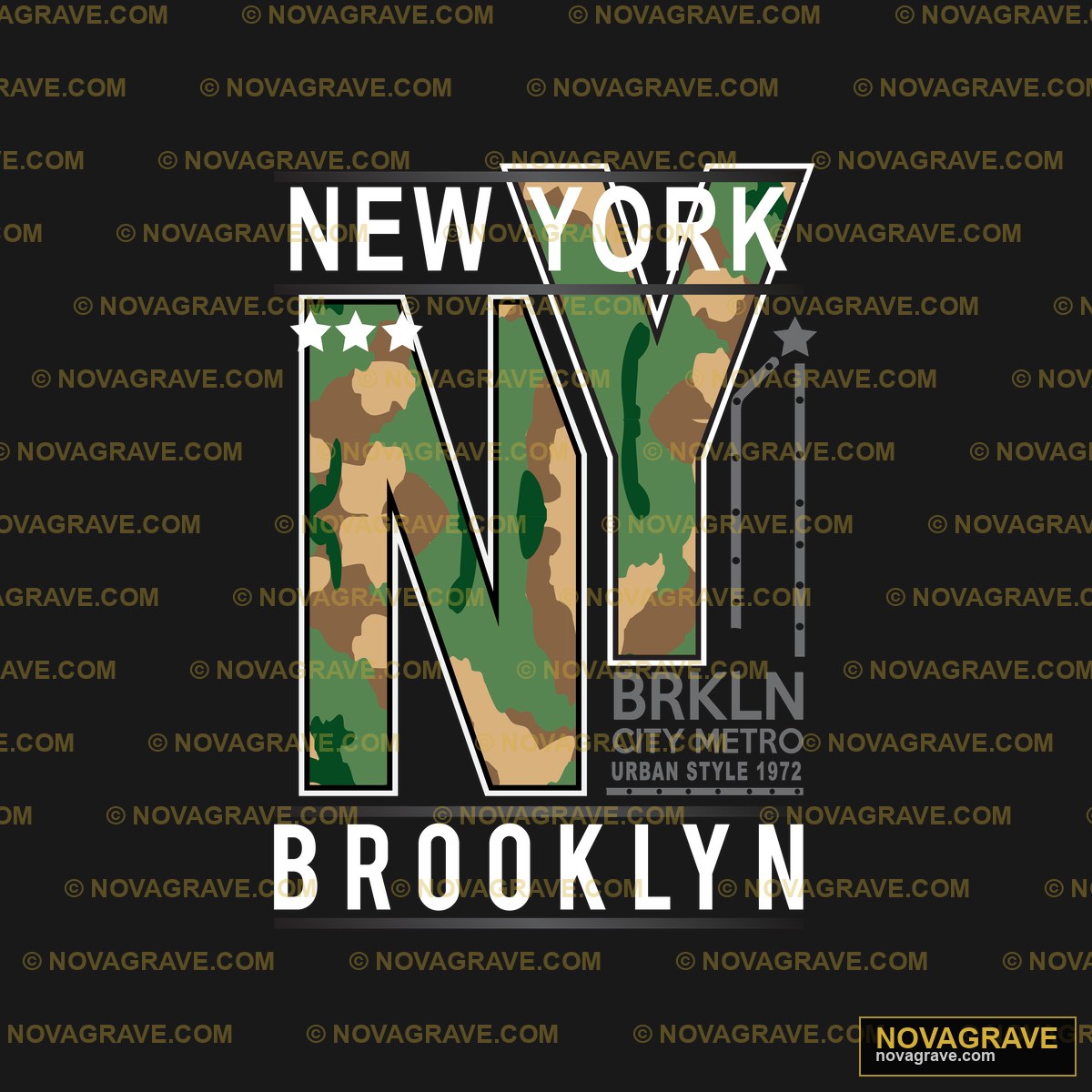 New York Brooklyn Camo DTF Design PNG SVG DXF Instant Download