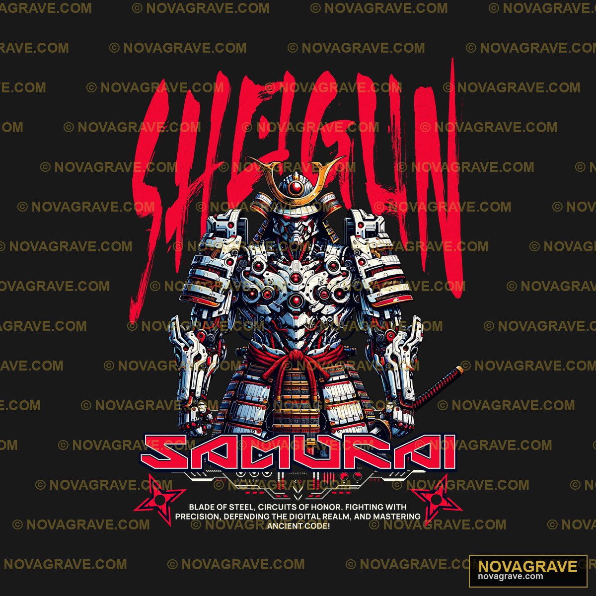 The Samurai Logo With A Samurai In The Backgr Other Designs DTF Design