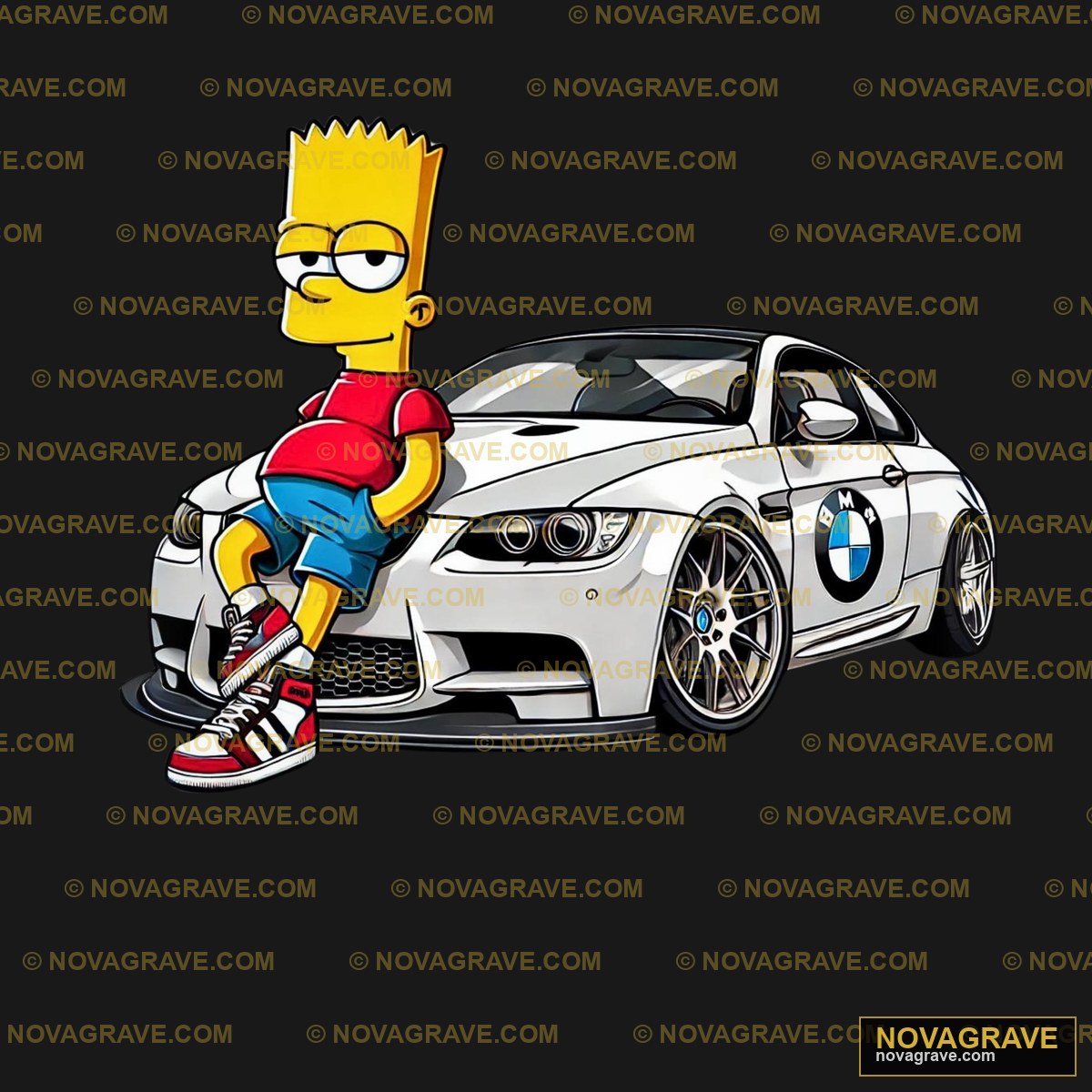 The Simpsons Car Family Kids - DTF Transfer Design