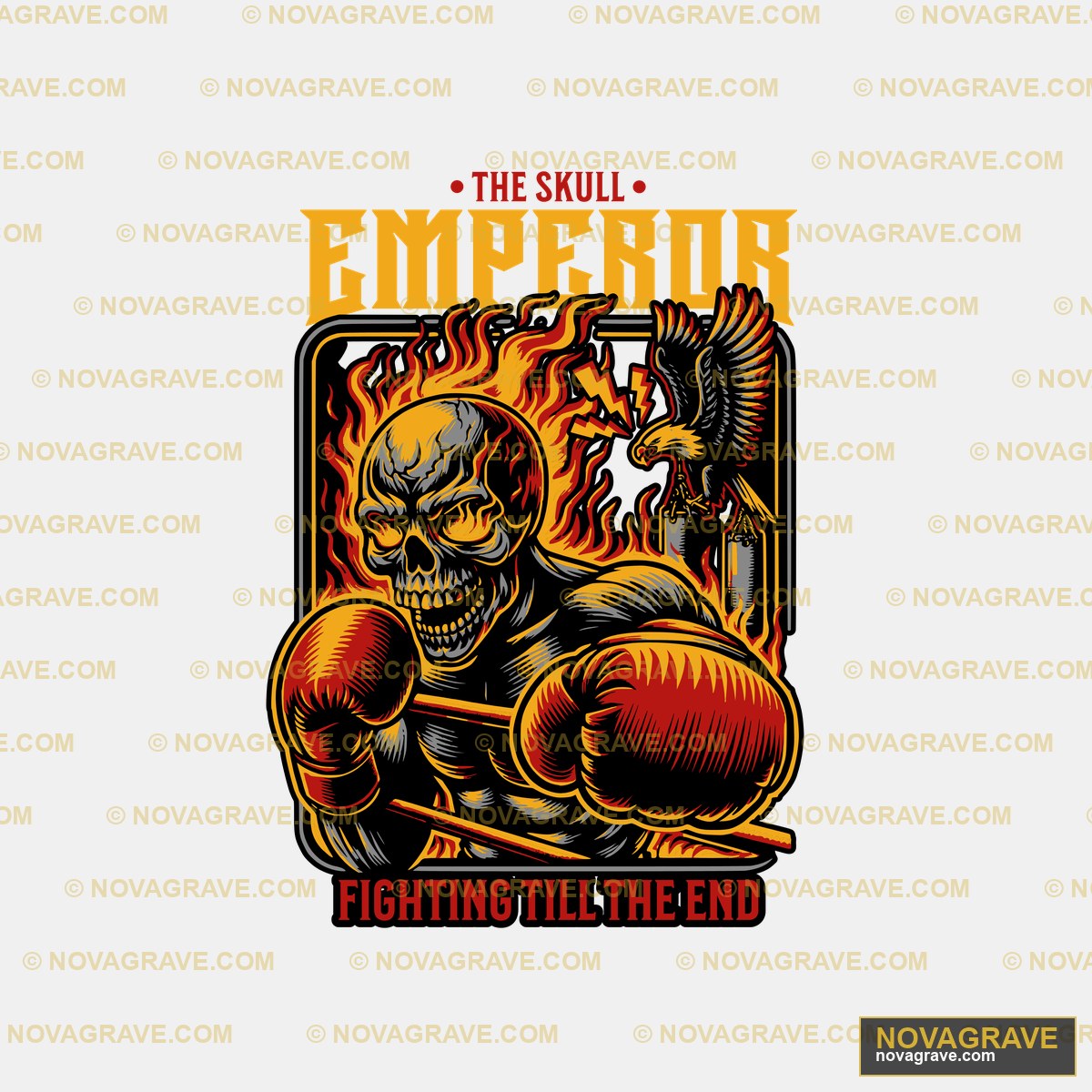 Skull Boxer Emperor DTF Design SVG PNG DXF - Fighting Till The End