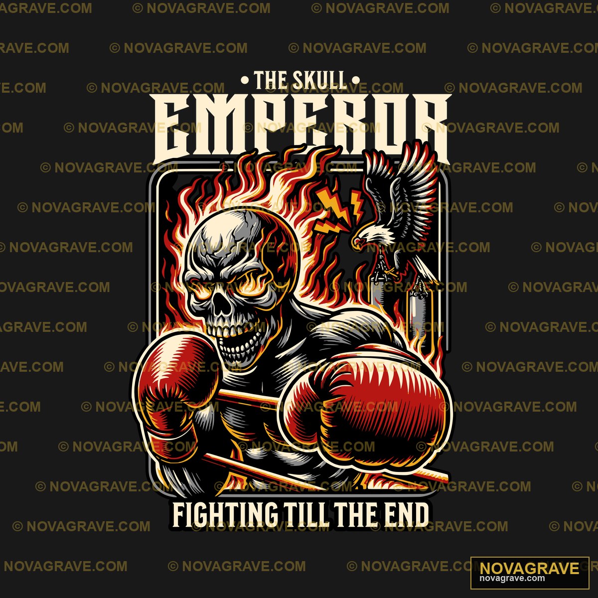 Skull Emperor Boxing DTF Design PNG - Fierce Fighter Graphic