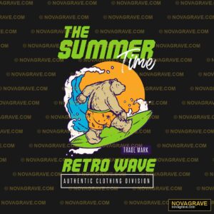 The Summer Time Logo With A Dog Surfing Animals Wildlife - DTF Transfer Design
