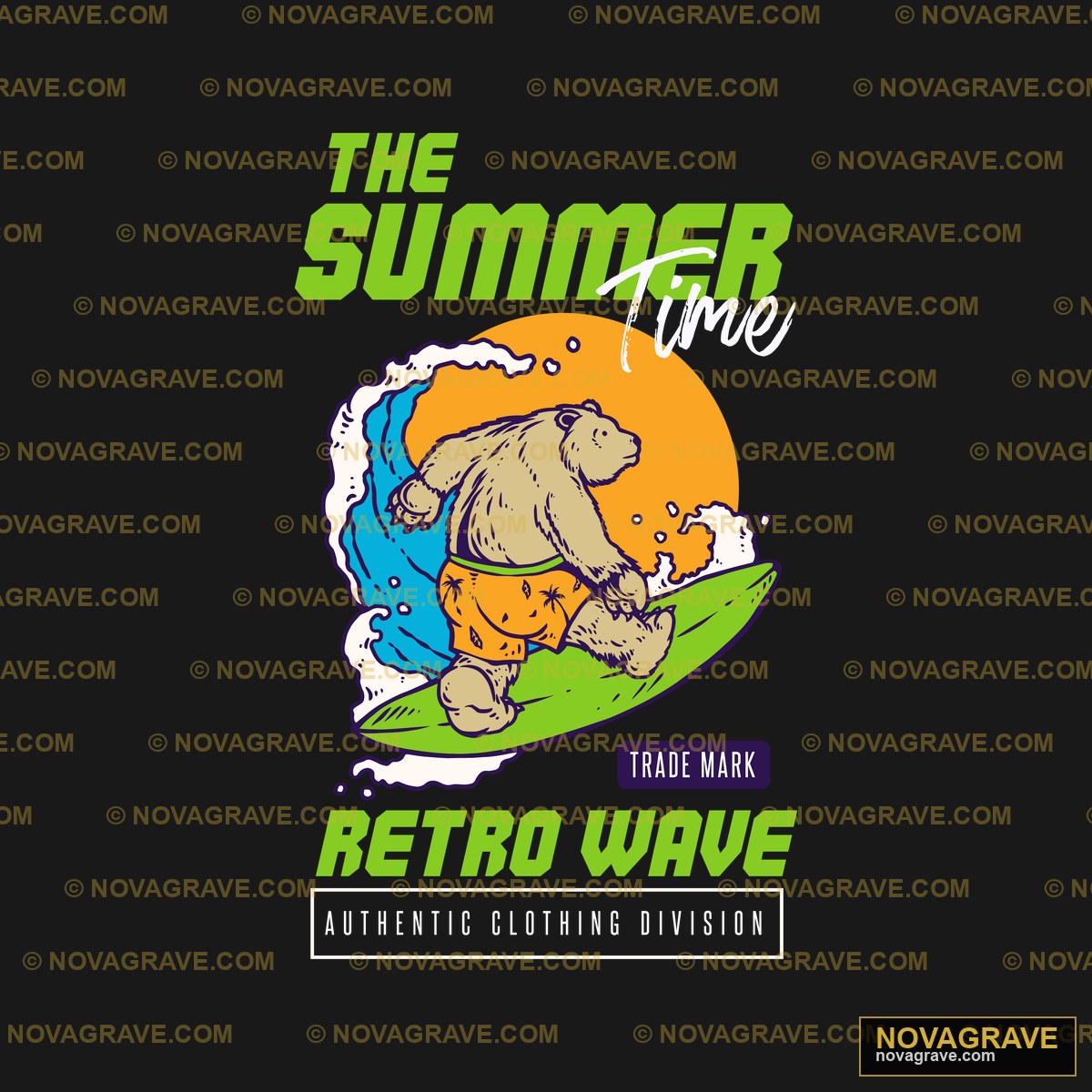 The Summer Time Logo With A Dog Surfing Animals Wildlife - Design DTF