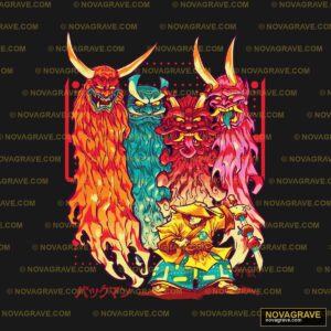 Three Colorful Monsters With Horns And Horns Other Designs DTF Design