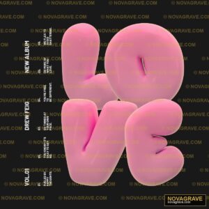Three Pink Hearts With The Words Love Seasonal Holiday - DTF Transfer Design