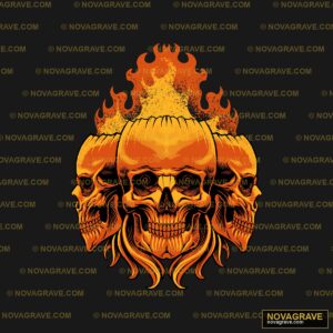 Three Skulls With Flames On Their Heads Streetwear Urban - DTF Ontwerp