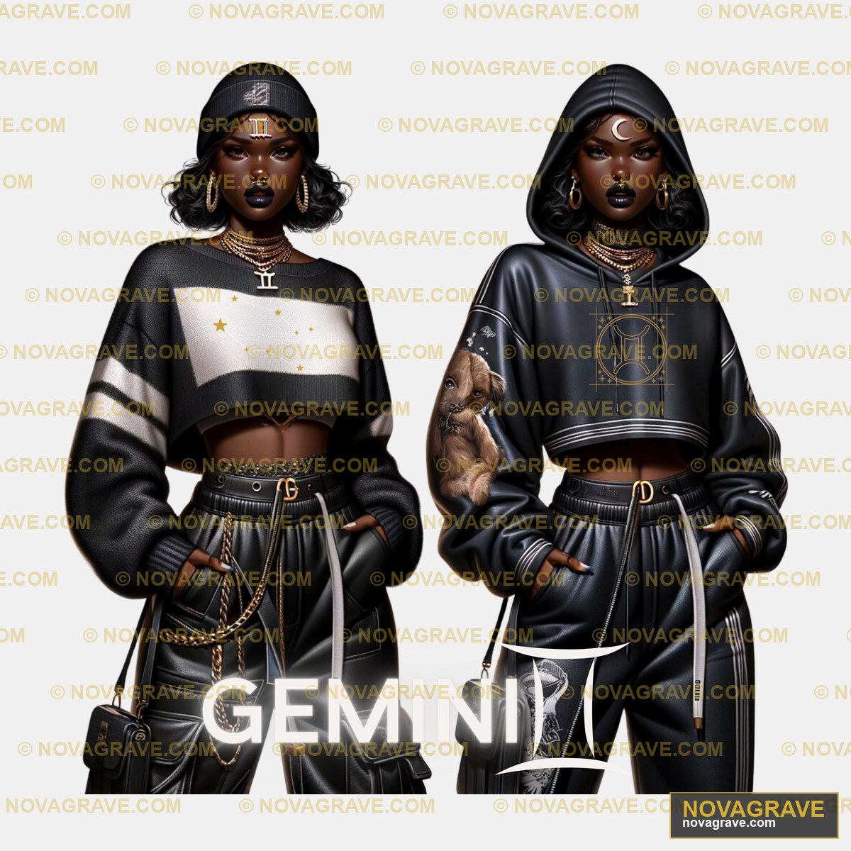 Two Black Women Wearing Black Outfits With Go Streetwear Urban - DTF Ontwerp