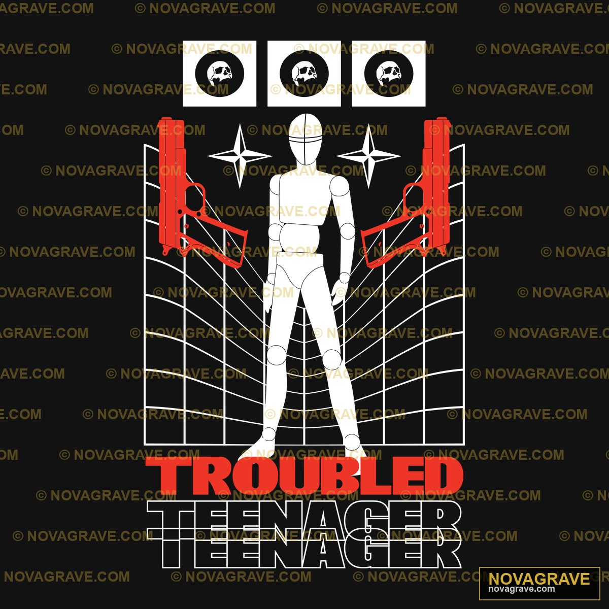 Troubled Teenager DTF Design PNG - Mannequin & Guns