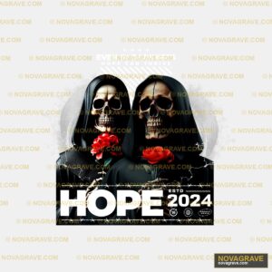Two Skulls With Roses In Their Hands One Is W Streetwear Urban - Design DTF