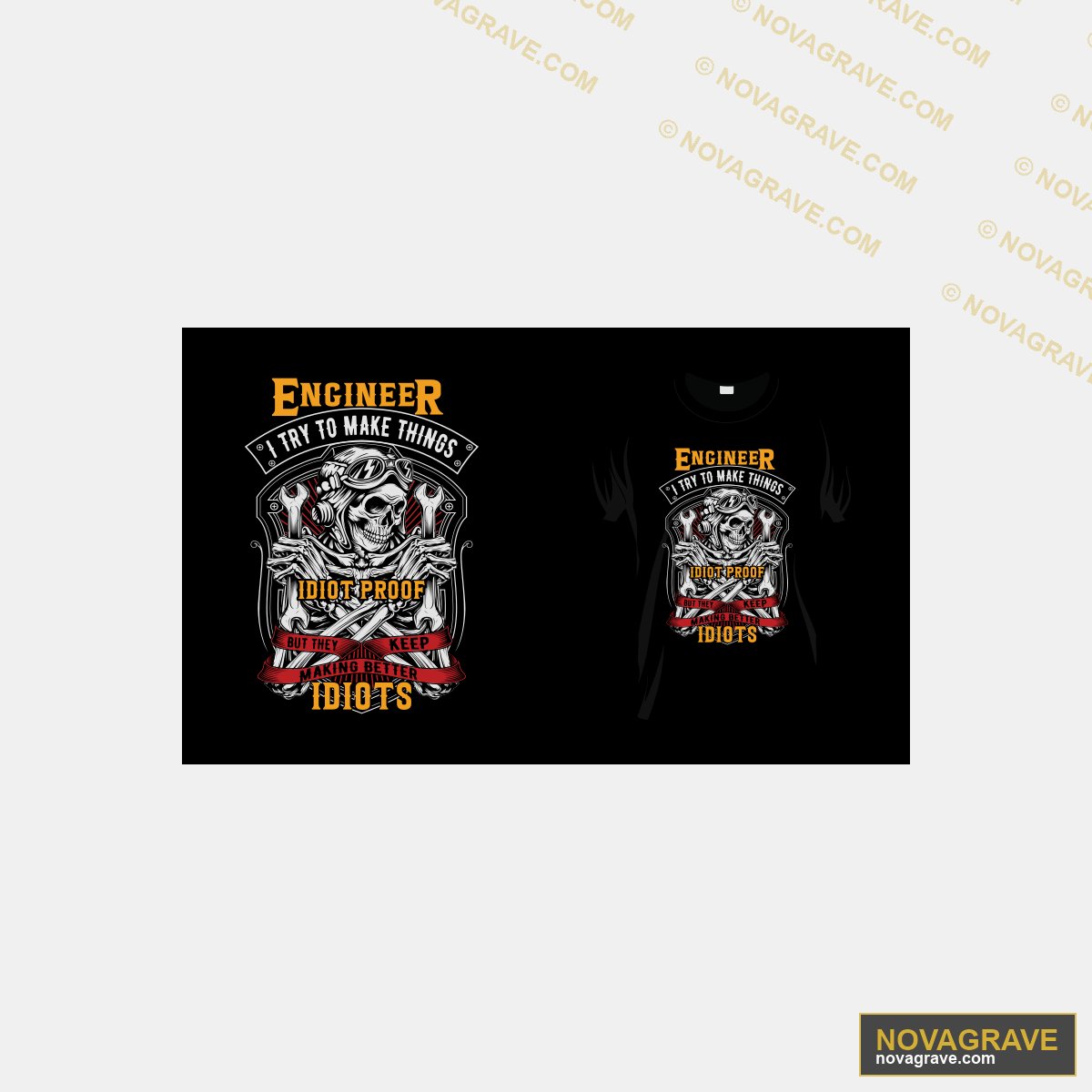Two T Shirts With The Words Engineer And Engi Professions - DTF Ontwerp