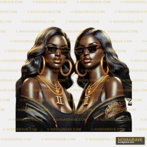 Two Women Wearing Gold Jewelry And Sunglasses Streetwear Urban - DTF Ontwerp