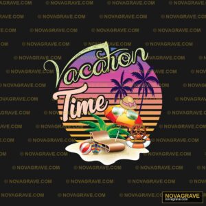 Vector Illustration Of A Beach With A Cocktai Nature Botanical - DTF Ontwerp