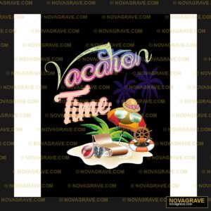 Vector Illustration Of A Beach With A Palm Tr Nature Botanical - DTF Transfer Design