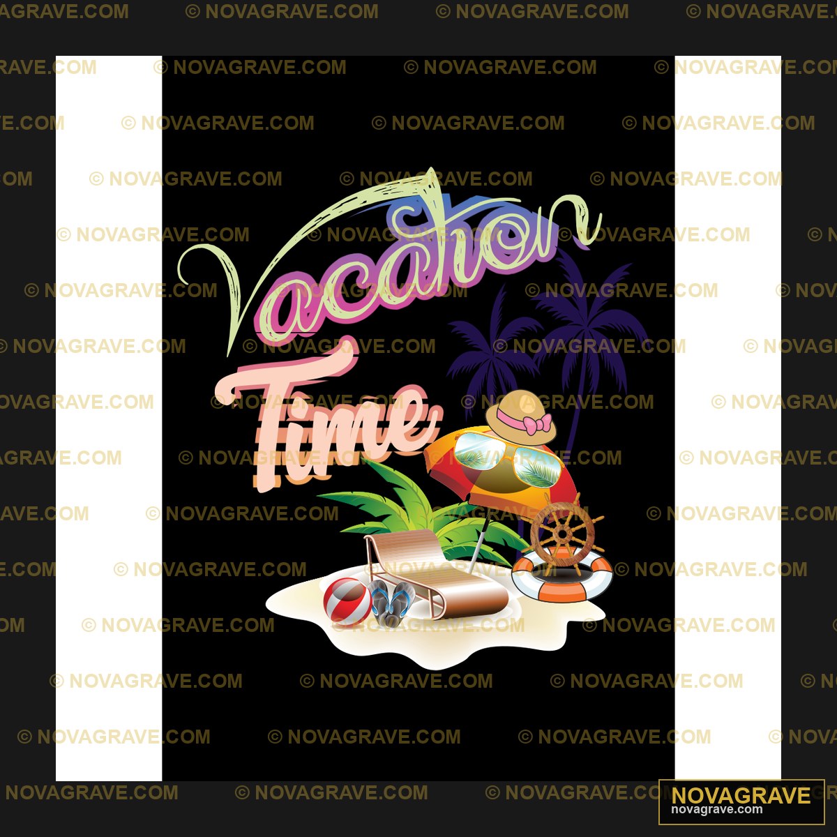 Vector Illustration Of A Beach With A Palm Tr Nature Botanical - DTF Transfer Design