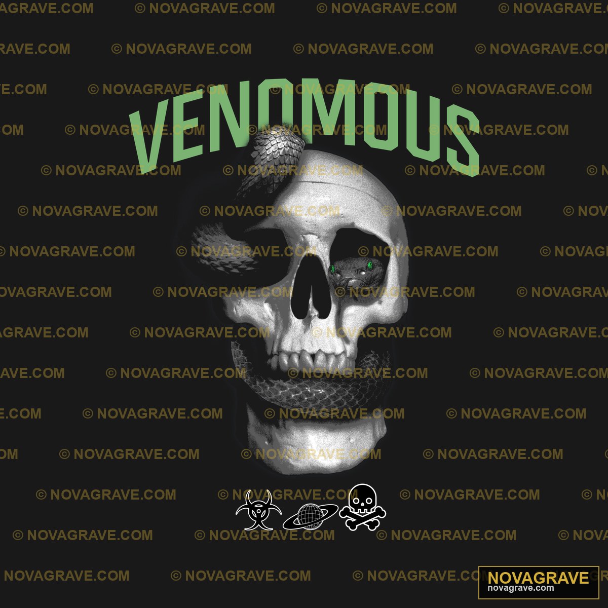 Venomous Skull With Green Eyes Animals Wildlife - DTF Ontwerp