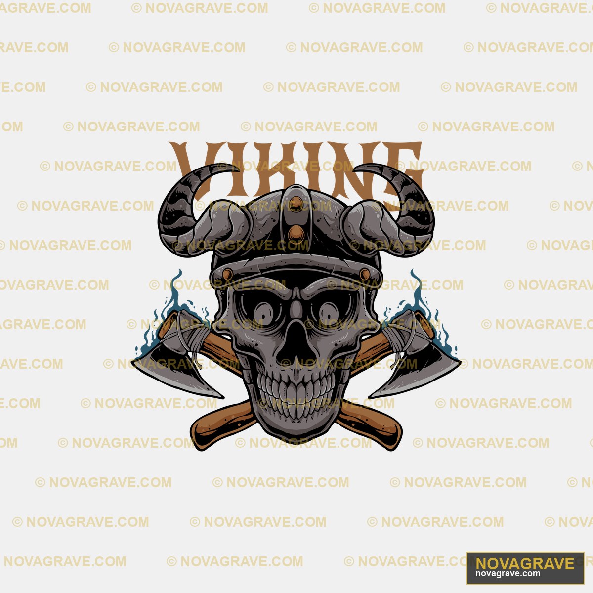 Viking Skull With Crossed Axes Vector Streetwear Urban - Design DTF