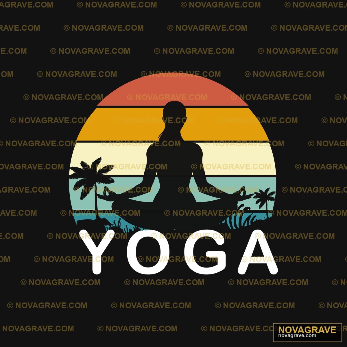 Yoga Sunset Palm Tree Silhouette DTF Design PNG